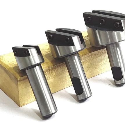 Fly Cutting Tool Set of 3 Pcs with HSS Tool Bit- 1/2" Inch Shank (Head Diameter 3/4", 1-1/8" & 1-1/2" Inches)  With Wooden Stand