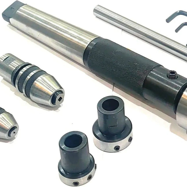 Tapping, reaming and threading die holder set for lathe tailstock with Plastic Box