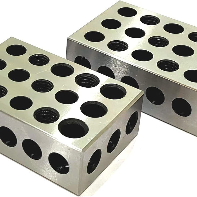 Tool Steel EN31 Deep Hardened Ultra Precision 1-2-3 Blocks (23 Holes) (1 Pair (2 Pcs))