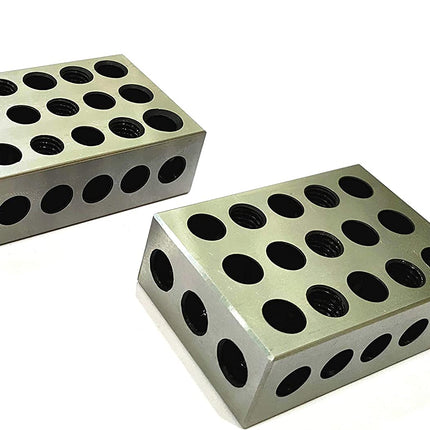 Tool Steel EN31 Deep Hardened Ultra Precision 1-2-3 Blocks (23 Holes) (1 Pair (2 Pcs))