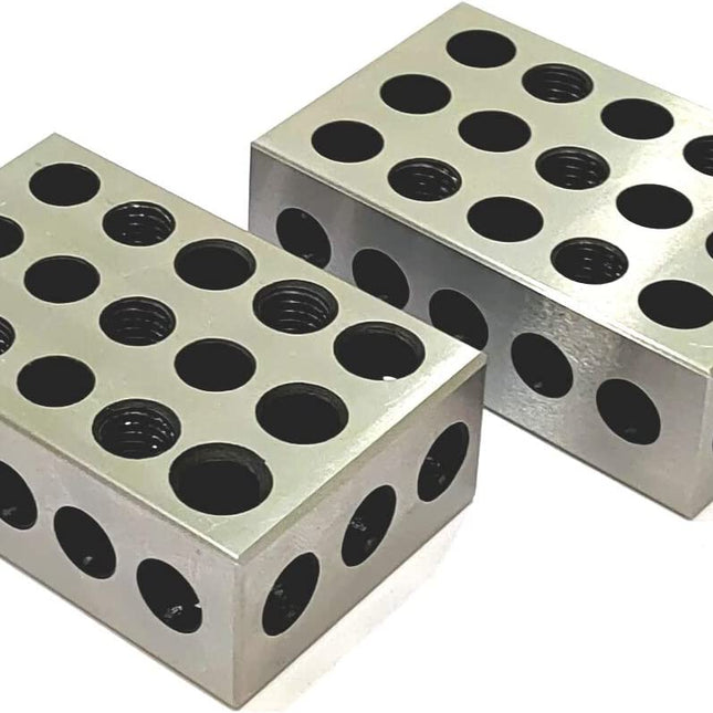 Tool Steel EN31 Deep Hardened Ultra Precision 1-2-3 Blocks (23 Holes) (1 Pair (2 Pcs))