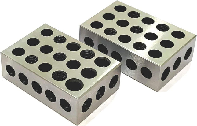 Tool Steel EN31 Deep Hardened Ultra Precision 1-2-3 Blocks (23 Holes) (1 Pair (2 Pcs))