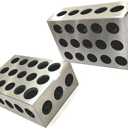 Tool Steel EN31 Deep Hardened Ultra Precision 1-2-3 Blocks (23 Holes) (1 Pair (2 Pcs))